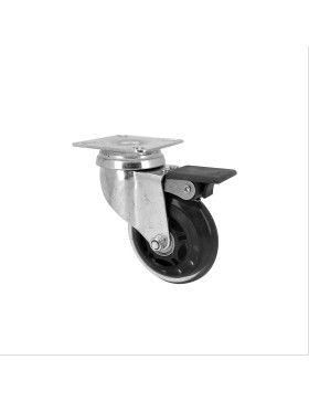 ROULETTE TRANSPARENTE À PLATINE AVEC FREIN ROULEMENT À BILLES DIAMÈTRE 75 MM CHARGE 40 KG - ROLL72 PAF