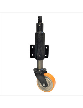 ROULETTE RELEVABLE EN ACIER AVEC ROUE FONTE POLYURÉTHANE DIAMÈTRE 150 MM CHARGE 750 KG