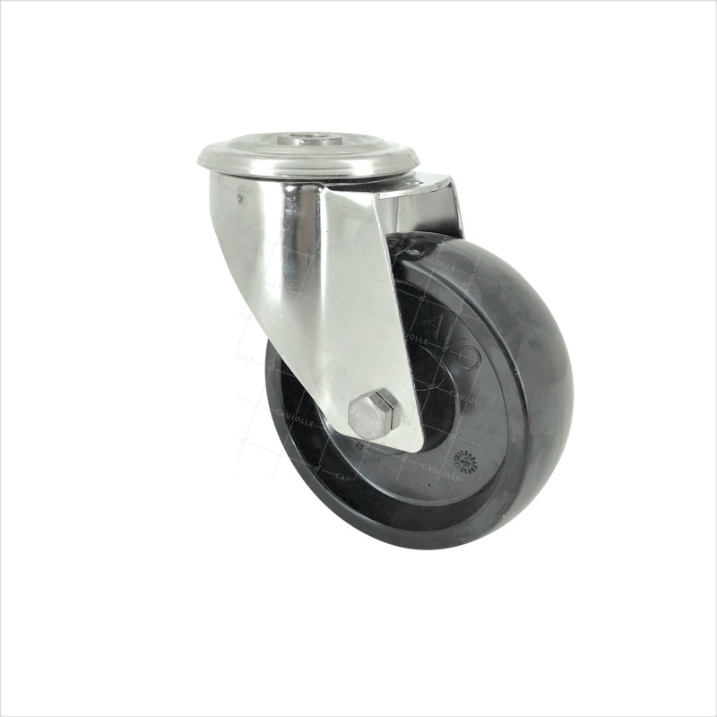 ROULETTE INOX HAUTE TEMPERATURE A OEIL POUR FOUR DIAMÈTRE 100 MM CHARGE 150 KG À FIXATION DE 12 MM
