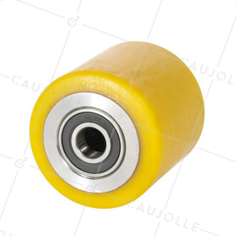 INDUSTRIAL POLYURETHANE WHEEL FOR PALLET TRUCK DIAMETER 70 MM LOAD 500 KG AXLE 15 MM BALLS - GTP7070 • Caujolle