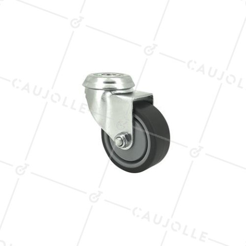 ROULETTE EN CAOUTCHOUC SOUPLE ANTI-USURE ET NON TACHANT DIAMÈTRE 50MM CHARGE 40 KG À FIXATION DE 10 MM - S15.O 50 • Caujolle