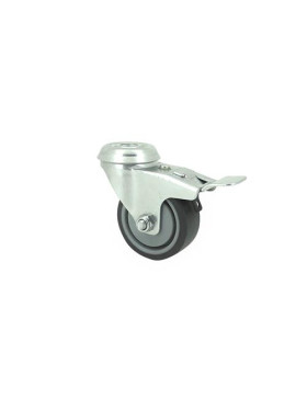 ROULETTE À FREIN EN CAOUTCHOUC SOUPLE ANTI-USURE ET NON TACHANT DIAMÈTRE 50MM CHARGE 40 KG À FIXATION DE 10 MM - S15O 50BL