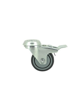 ROULETTE À FREIN EN CAOUTCHOUC SOUPLE ANTI-USURE ET NON TACHANT DIAMÈTRE 50MM CHARGE 40 KG À FIXATION DE 10 MM - S15O 50BL