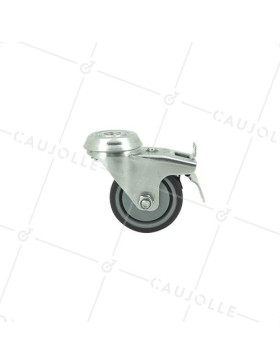 ROULETTE À FREIN EN CAOUTCHOUC SOUPLE ANTI-USURE ET NON TACHANT DIAMÈTRE 50MM CHARGE 40 KG À FIXATION DE 10 MM - S15O 50BL