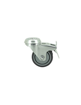 ROULETTE À FREIN EN CAOUTCHOUC SOUPLE ANTI-USURE ET NON TACHANT DIAMÈTRE 50MM CHARGE 40 KG À FIXATION DE 10 MM - S15O 50BL
