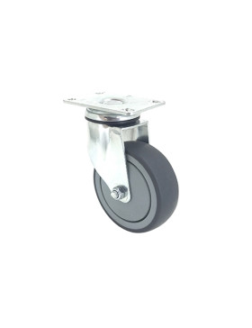 ROULETTE PIVOTANTE À PLATINE EN CAOUTCHOUC SOUPLE ANTI-USURE ET NON TACHANT DIAMÈTRE 100MM CHARGE 130 KG - S15P 100