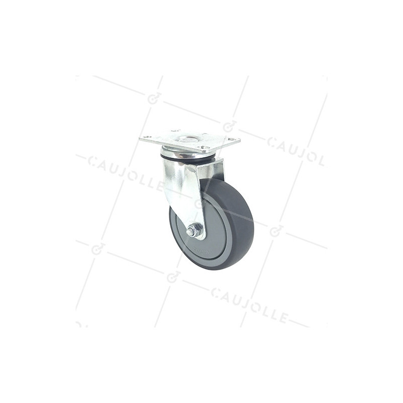 ROULETTE PIVOTANTE À PLATINE EN CAOUTCHOUC SOUPLE ANTI-USURE ET NON TACHANT DIAMÈTRE 100MM CHARGE 130 KG - S15P 100