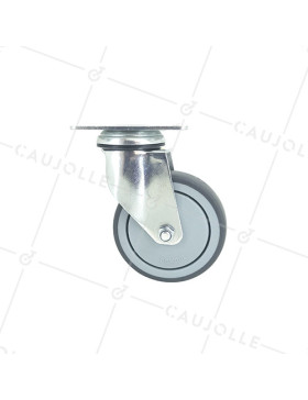 ROULETTE PIVOTANTE À PLATINE EN CAOUTCHOUC SOUPLE ANTI-USURE ET NON TACHANT DIAMÈTRE 100MM CHARGE 130 KG - S15P 100