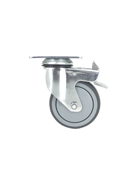 ROULETTE PIVOTANTE À PLATINE À FREIN EN CAOUTCHOUC SOUPLE ANTI-USURE ET NON TACHANT DIAMÈTRE 100MM CHARGE 130 KG - S15P 100BL