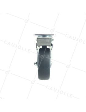 ROULETTE PIVOTANTE À PLATINE À FREIN EN CAOUTCHOUC SOUPLE ANTI-USURE ET NON TACHANT DIAMÈTRE 100MM CHARGE 130 KG - S15P 100BL