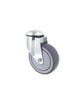 ROULETTE PIVOTANTE À OEIL EN CAOUTCHOUC SOUPLE ANTI-USURE ET NON TACHANT DIAMÈTRE 100MM CHARGE 130 KG À FIXATION DE 12 MM - S15O