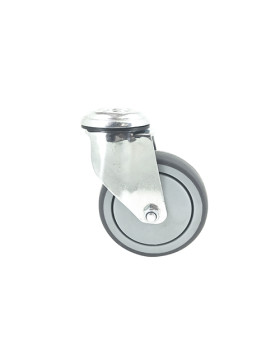 ROULETTE PIVOTANTE À OEIL EN CAOUTCHOUC SOUPLE ANTI-USURE ET NON TACHANT DIAMÈTRE 100MM CHARGE 130 KG À FIXATION DE 12 MM - S15O