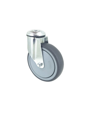ROULETTE PIVOTANTE À OEIL EN CAOUTCHOUC SOUPLE ANTI-USURE ET NON TACHANT DIAMÈTRE 125 MM CHARGE 150 KG À FIXATION DE 12 MM - S15