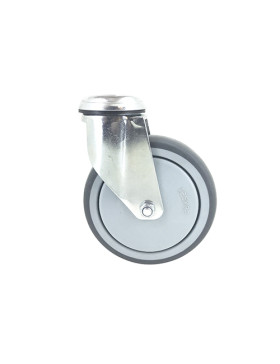ROULETTE PIVOTANTE À OEIL EN CAOUTCHOUC SOUPLE ANTI-USURE ET NON TACHANT DIAMÈTRE 125 MM CHARGE 150 KG À FIXATION DE 12 MM - S15