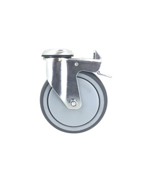 ROULETTE PIVOTANTE À OEIL À FREIN EN CAOUTCHOUC SOUPLE ANTI-USURE ET NON TACHANT DIAMÈTRE 125 MM CHARGE 150 KG À FIXATION DE 12 