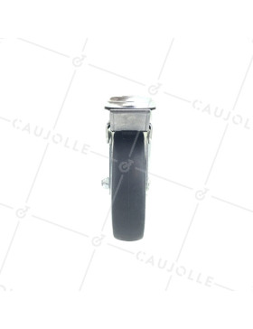 ROULETTE PIVOTANTE À OEIL À FREIN EN CAOUTCHOUC SOUPLE ANTI-USURE ET NON TACHANT DIAMÈTRE 125 MM CHARGE 150 KG À FIXATION DE 12 