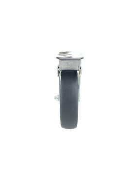 ROULETTE PIVOTANTE À OEIL À FREIN EN CAOUTCHOUC SOUPLE ANTI-USURE ET NON TACHANT DIAMÈTRE 125 MM CHARGE 150 KG À FIXATION DE 12 