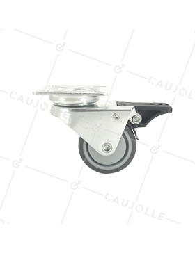 ROULETTE À PIVOTEMENT FACILITÉ À FREIN À DOUBLE GALET EN CAOUTCHOUC DIAMÈTRE 50 MM CHARGE 90 KG - S13P50BL