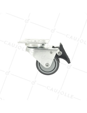 ROULETTE À PIVOTEMENT FACILITÉ À FREIN À DOUBLE GALET EN CAOUTCHOUC DIAMÈTRE 50 MM CHARGE 90 KG - S13P50BL