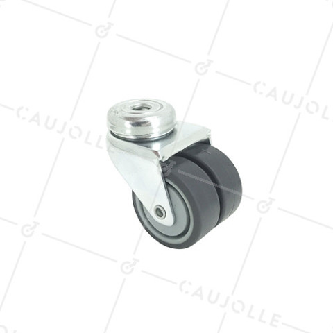 ROULETTE À PIVOTEMENT FACILITÉ A TROU CENTRAL EN CAOUTCHOUC DIAMÈTRE 50 MM CHARGE 90 KG FIXATION DE 10MM - S13O 50 • Caujolle