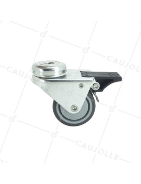 ROULETTE À PIVOTEMENT FACILITÉ À FREIN À DOUBLE GALET EN CAOUTCHOUC DIAMÈTRE 50 MM CHARGE 90 KG FIXATION DE 10MM - S13O50BL