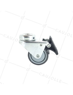 ROULETTE À PIVOTEMENT FACILITÉ À FREIN À DOUBLE GALET EN CAOUTCHOUC DIAMÈTRE 50 MM CHARGE 90 KG FIXATION DE 10MM - S13O50BL
