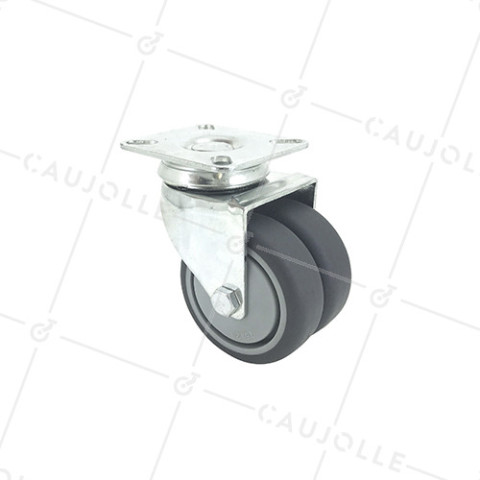 ROULETTE À PIVOTEMENT FACILITÉ À DOUBLE GALET CAOUTCHOUC DIAMÈTRE 75 MM CHARGE 150KG - S13.P75 • Caujolle
