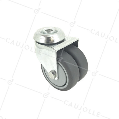 ROULETTE À PIVOTEMENT FACILITÉ À DOUBLE GALET DIAMÈTRE 75 MM CHARGE 150KG FIXATION DE 12 MM - S13.O 75 • Caujolle
