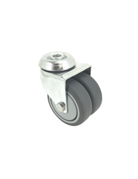 ROULETTE À PIVOTEMENT FACILITÉ À DOUBLE GALET DIAMÈTRE 75 MM CHARGE 150KG FIXATION DE 12 MM - S13.O 75