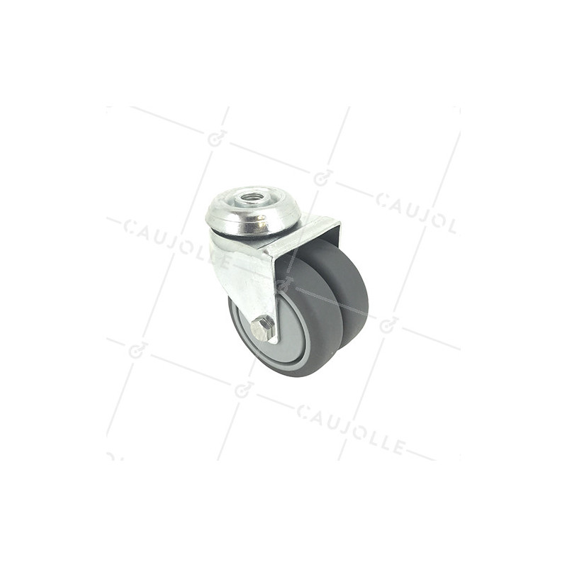 ROULETTE À PIVOTEMENT FACILITÉ À DOUBLE GALET DIAMÈTRE 75 MM CHARGE 150KG FIXATION DE 12 MM - S13.O 75