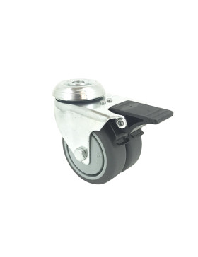 COMMUNITY SWIVEL EYE CASTOR WHEEL RUBBER WITH BRAKE S13O 75