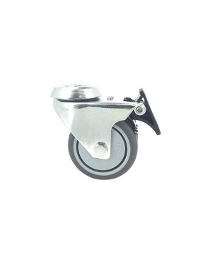 COMMUNITY SWIVEL EYE CASTOR WHEEL RUBBER WITH BRAKE S13O 75