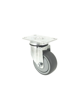 ROULETTE PIVOTANTE À PLATINE EN CAOUTCHOUC SOUPLE ANTI-USURE ET NON TACHANT DIAMÈTRE 80MM CHARGE 100 KG - S15P 80