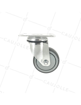 ROULETTE PIVOTANTE À PLATINE EN CAOUTCHOUC SOUPLE ANTI-USURE ET NON TACHANT DIAMÈTRE 80MM CHARGE 100 KG - S15P 80