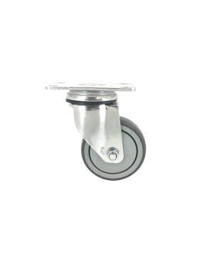 ROULETTE PIVOTANTE À PLATINE EN CAOUTCHOUC SOUPLE ANTI-USURE ET NON TACHANT DIAMÈTRE 80MM CHARGE 100 KG - S15P 80