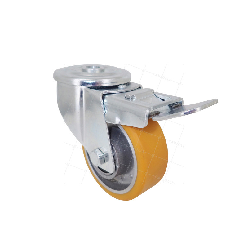 Castor INDUSTRIAL POLYURETHANE DIAMETER 80 MM LOAD 120 KG AXLE 12 MM BRAKE BALLS - S06AR 80 AF