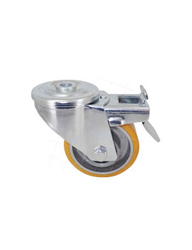 ROULETTE POLYURÉTHANE INDUSTRIELLE DIAMÈTRE 80 MM CHARGE 120 KG AXE 12 MM BILLES A FREIN - S06AR 80 AF