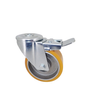 Castor INDUSTRIAL POLYURETHANE DIAMETER 100 MM LOAD 120 KG AXLE 12 MM BRAKE BALLS - S06AR 100 AF