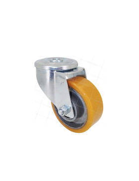 ROULETTE POLYURÉTHANE INDUSTRIELLE DIAMÈTRE 80 MM CHARGE 120 KG AXE 12 MM BILLES - S06AR 80 • Caujolle