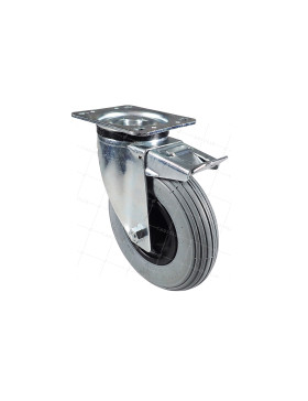 ROULETTE GONFLABLE PIVOTANTE A FREIN PNEU RENFORCÉ DIAMÈTRE 200 MM CHARGE 80KG - S74 GONF. AF • Caujolle