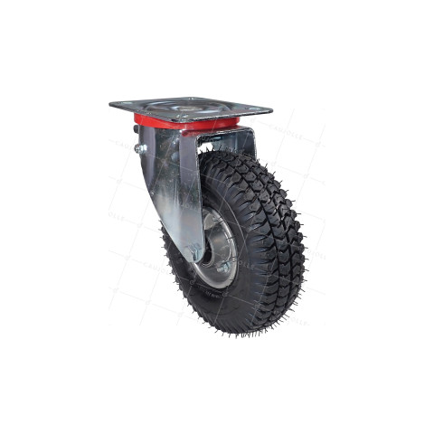 ROULETTE PIVOTANTE PNEUMATIQUE GONFLABLE JANTE TÔLE DIAMÈTRE 260 MM CHARGE 165 KG - S20-1 TOLE GONFLÉE • Caujolle