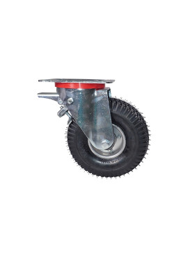 ROULETTE PIVOTANTE À FREIN PNEUMATIQUE GONFLABLE ULTRA RENFORCÉE DIAMÈTRE 260 MM CHARGE  250KG ROULEMENT BILLES - S20-1AF 4 PLIS
