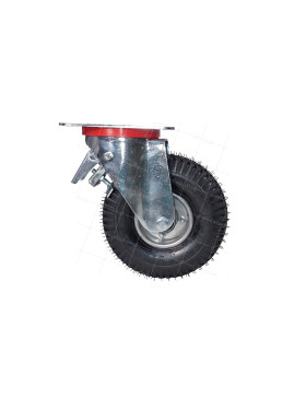 ROULETTE PIVOTANTE PNEUMATIQUE GONFLABLE JANTE TÔLE DIAMÈTRE 260 MM CHARGE 165 KG - S20-1 TOLE GONFLÉE