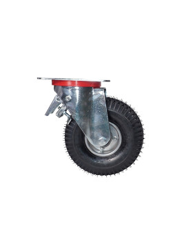 ROULETTE PIVOTANTE PNEUMATIQUE GONFLABLE JANTE TÔLE DIAMÈTRE 260 MM CHARGE 165 KG - S20-1 TOLE GONFLÉE