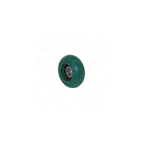 GALET SURMOULÉ BOMBÉ EN POLYURÉTHANE DIAMÈTRE 50 MM CHARGE 100 KG AXE 10 MM • Caujolle