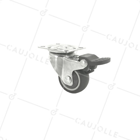 Castor SWIVEL CASTER WITH BRAKE SOFT RUBBER DIAMETER 37MM `- S12LUX40AF • Caujolle