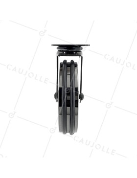 ROULETTE DESIGN EN ALUMINIUM CHROME MIROIR DIAMÈTRE 125MM CHARGE 70KG - BLACK NICKEL 125P