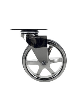 ROULETTE DESIGN EN ALUMINIUM CHROME MIROIR DIAMÈTRE 125MM CHARGE 70KG - BLACK NICKEL 125P