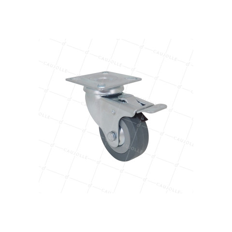 ROULETTE DE COLLECTIVITÉ À  FREIN EN CAOUTCHOUC SOUPLE NON TACHANT DIAMÈTRE 65 MM CHARGE 35 KG - S14 65AF • Caujolle