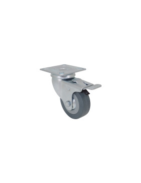 ROULETTE DE COLLECTIVITÉ À  FREIN EN CAOUTCHOUC SOUPLE NON TACHANT DIAMÈTRE 65 MM CHARGE 35 KG - S14 65AF